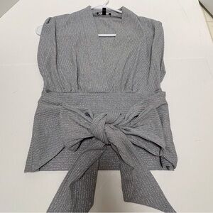 Express Silver Ribbed Top